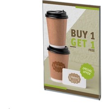 Arte Display Duvar Tipi Dikey A6 U Pleksi Şeffaf Föylük Broşürlük Fiyatlık 10LU Paket