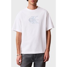Calvin Klein % 100 Pamuk Regular Fit Logolu Bisiklet Yaka T Shirt LV04RF819GYAF Erkek T Shirt LV04RF819G Yaf