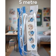 Seldur 5metre 3lü Grup Priz Çoçuk Korumalı