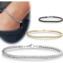 Fm 💎 Premium Tilki Kuyruğu Çelik Zincir Bileklik 4mm Köşeli 3183CZB2D2 - 20 cm