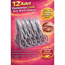 Sylar 12 Adet Paslanmaz Çelik Kaş Bıyık Makası Profesyonel Kaş Düzeltme Makası Hassas Uçlu Kaş Alma Makası