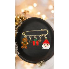 Seard Miyuki Boncuk El Yapımı Hediye Paketi Noel Baba Yılbaşı Christmas Iskoç Iğnesi / Yaka Iğnesi / Broş