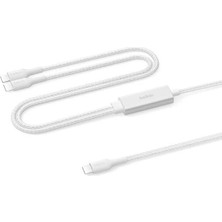 Belkin CAC004HQ1.5MWH Boostcharge Pro 140W Usb-C To Dual Usb-C Örgülü Kablo 1.5m - Beyaz