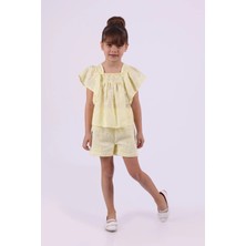 Queen Kids 0990 Kız Çocuk Nakışlı  Takım Sarı