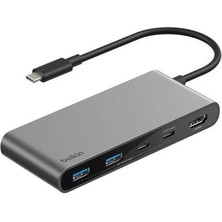 Belkin AVC023HQSGY 7 Port Usb-C Hub 4K HDMI Sd/microsd Çoklayıcı Adaptör - Uzay Grisi