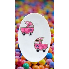 Seard Miyuki Boncuk El Yapımı Pembe Bebek Arabası Broş - Yaka Iğnesi 1