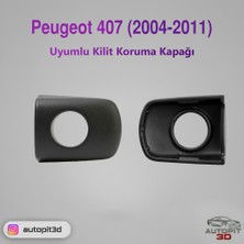 AutoPit 3D Peugeot 407 (2004–2011) Uyumlu Kilit Koruma Kapağı Ön Takım (Sağ + Sol)