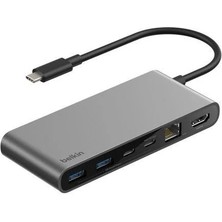 Belkin INC024HQSGY 8 Port Usb-C Hub 2.5gb Ethernet 4K HDMI Sd/microsd Çoklayıcı Adaptör - Uzay Grisi