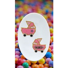 Seard Miyuki Boncuk El Yapımı Pembe Bebek Arabası Broş - Yaka Iğnesi 2