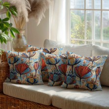 Güzel Mağaza Dijital Baskı Nakış Desenli 4 'lü Aynı Desen Kare Kırlent Kılıfı