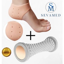 Topuk Dikeni Çatlağı Tabanlığı Çorabı ve Masaj Silindiri Ayak Vücut Masaj Aleti Kırmed