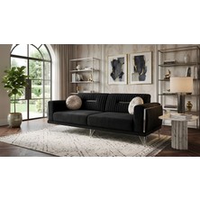 Carmen Mobilya Siyah Kadife Nirvana Koltuk Üçlüsü