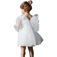 Braventa Collection Bebek Kız Çocuk Doğum Günü Parti Düğün Elbise Tüllü Tütü Astarlı Çocuk Giyim Bebek Giyim Kız (Beyaz,