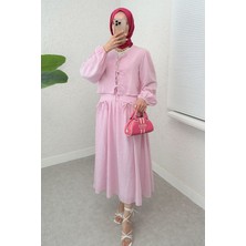 Nils Butik Fiyonk Detaylı Vizon Tesettür Ikili Takım