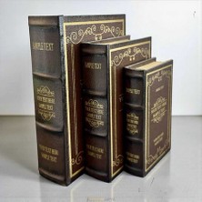 Dekor Arya Regal Brown – Klasik Deri Kaplama 3’lü Kitap Kutu Seti