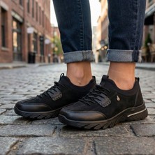 Çiğdem Kundura Palovit 061 - Hakiki Deri Lastik Bağcıklı Ortopedik Kadın Günlük Ayakkabı - Siyah - 41