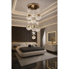 Aura Lighting Aura Lıghtıng 7 Top Gold Sarkıt 3 Renk LED Modern (Beyaz Sarı Günışığı) Salon/antre Avizesi
