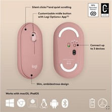 Sylar Logıtech Pebble 2 M350S Kablosuz Bluetooth Sessiz Optik Mouse Pembe 910-007014