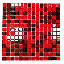 MozaiKristaL Iç Mekan Kaplama Dekorasyon Uygulamaları ve Hobi Çalışmaları Için 20X20MM. Kırmızı Varak, 30X30CM. Fileli Kristal Mozaik. ( 1 File Karo Fiyatı )