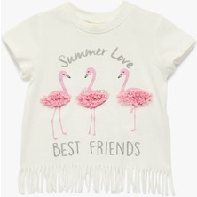 Koton 26YY59003203 Ekru Kız Bebek T-Shirt 6SMG10001AK