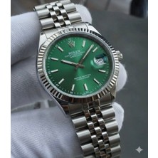 Zeyron Paslanmaz Kordon Erkek Kol Saati Quartz Mekanizma Yeşil Kadran Takvimli Gösterge