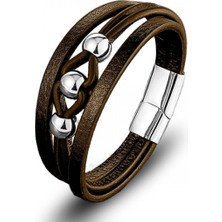 Fm 💎 Premium Çelik Top ve Kahve Deri Bileklik 31834B8D2