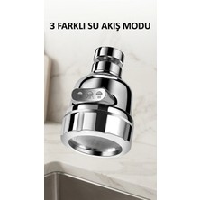 Epilons Döner Başlıklı Su Tasarruflu Krom Musluk Ucu 3 Fonksiyonlu Lavabo Aparatı