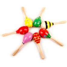 Epilons Renkli Ahşap Marakas Boncuklu Ritim Çıngırağı Çocuklar Için Eğitici Eğlenceli Müzik Aleti (7 Ade