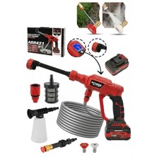 Power Black 21V Yüksek Basınçlı Kömürsüz Motor Akülü Oto Araba Yıkama Makinesi Şarjlı
