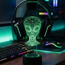 Rgb LED Işıklı Uzaylı Alien Tasarımlı Masaüstü Oyuncu Kulaklık Standı Tutucu