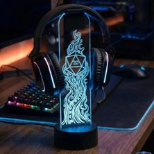 Masa Üstü Rgb LED Işıklı D20 Zar Tasarımlı Gamer Oyuncu Kulaklık Standı
