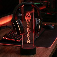 Skyrim The Elder Scrolls V - Rgb Işıklı Pleksi Kulaklık Standı - Oyuncu Kulaklık Tutucu Askı - Gaming Oda Aksesuarı