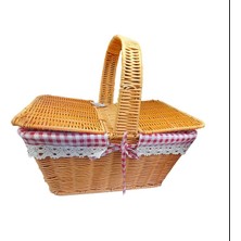 Elizmoda Kapaklı Hasır Piknik Sepeti