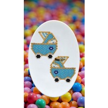 Seard Miyuki Boncuk El Yapımı Mavi Bebek Arabası Broş - Yaka Iğnesi 2