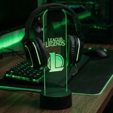 Lol League Of Legends Tasarımlı - LED Işıklı Dekoratif Kulaklık Standı - Gamer Kulaklık Tutucu - Oyuncu Odası Dekor