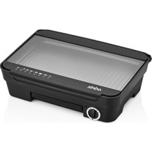 Elizmoda Elektrikli Izgara Kokusuz - Dumansız Cam Kapaklı 5 Kademeli Termostat Yapışmaz 2200W SBG-7118 (5067)