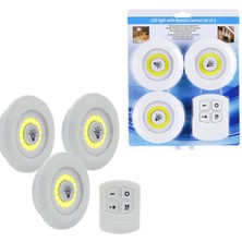 Elizmoda 3lü Uzaktan Kumandalı Yapışkanlı Kablosuz LED Spot Lambalar (5067)