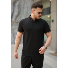 Nnstartshopping  Erkek Düğmeli Yaka Waffle Kumaş Kısa Kollu Tişört