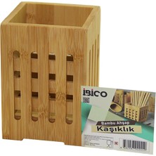 Elizmoda Büyük - Pencereli  KARE=10X10CM  Ahşap Bambu Kaşıklık Organizer (5067)