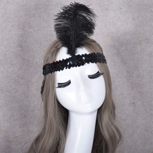 Elizmoda Yılbaşı Saç Tüyü Saç Bandı Siyah Renk