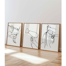 Des Vu Print 3'lü Kuaför Güzellik Merkezi Temalı Çerçevesiz Poster