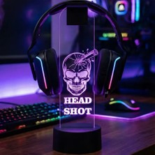 Uzaktan Kumandalı Head Shot Yazılı Renk Değiştiren Gamer Kulaklık Askısı Gece Lambası