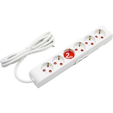Elizmoda 6lı - 2mt Uzatma Kablo - Topraklı Grup Priz (5067)