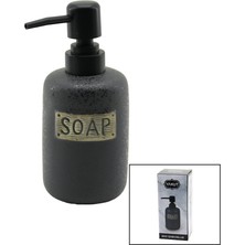 Elizmoda Kısa Antrasit Gri - Mat Desen Seramik Sıvı Sabunluk (5067)