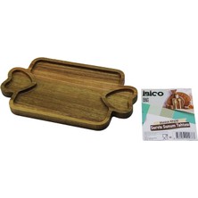 Elizmoda Akasya Dikdörtgen  3 Bölmeli=2in1 Kalp Kulp - Bölme + 1 Ahşap Bambu Servis Sunum Tepsi - Tahtası  25 x 14 x 1.4cm (5067)