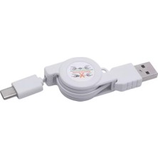 Lunatic 2260 USB To Type C Erkek Şarj ve Veri Aktarım Kablosu Makaralı 75CM