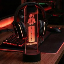 Pubg Battlegrounds Logolu - Rgb Işıklı Pleksi Kulaklık Standı - Oyuncu Kulaklık Tutucu Askı - Gaming Oda Aksesuarı