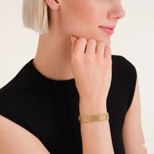 Chic & Shine Hasır Model V Detaylı 14K Kaplama Vıp Bileklik