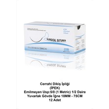 Atel-San Cerrahi Dikiş İpliği (İPEK) Emilmeyen Usp:5/0 (1 Metric) 1/2 Daire - Yuvarlak Gövde İğne 18MM - 75CM 12 Adet