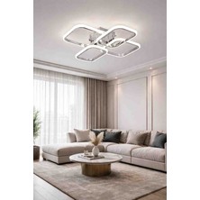 Lunox Quadra Flow Krom LED Tavan Avizesi – Modern Geometrik Kare Tasarım, Salon ve Oturma Odası Için